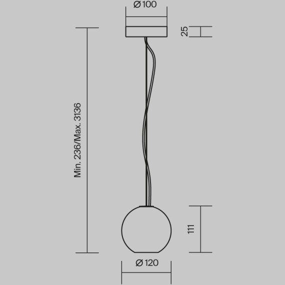 MOD461PL-01GR Подвесной светильник с серым мраморным плафоном и лампой GU10 Maytoni Basic Texture