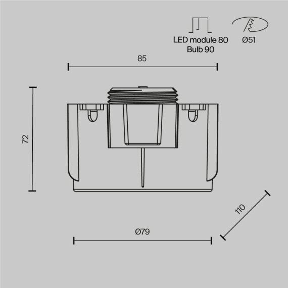 DL137-GU10-W Безрамочнный спот для ПВХ натяжных потолков под лампу GU10. В комплекте 3 белых и 1 черная рамка + антибликовый фильтр Maytoni Intro 2.0 Sharp