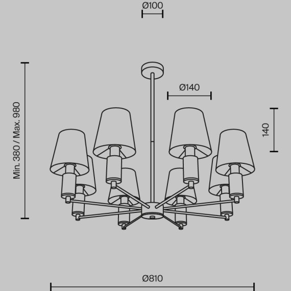 Люстра на штанге с благородным серым мрамором Maytoni MOD483PL-08BS