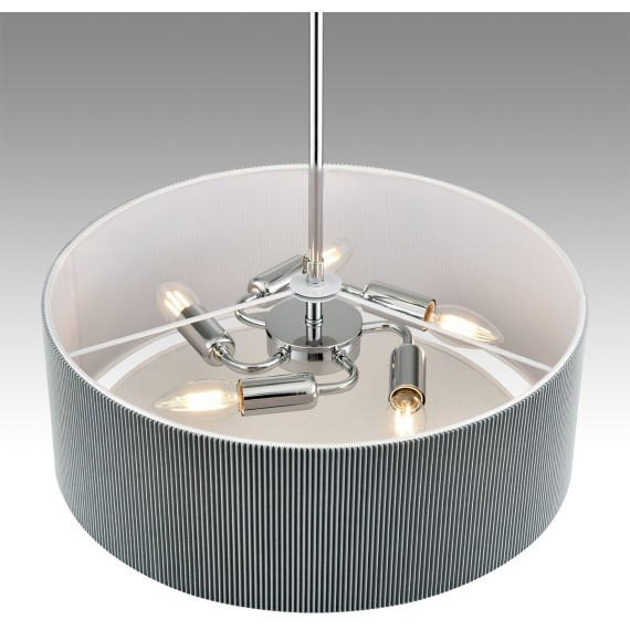 8111/5 MODERNI LN25 хром/серый, металл/текстиль Люстра подвесная E14 5*40W 220V ZIGRISA