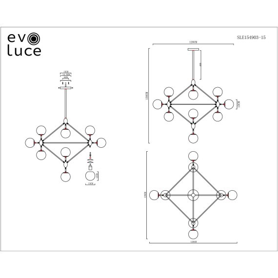 SLE154903-15 Светильник потолочный Черный/Янтарный E27 15*40W LACOTTA