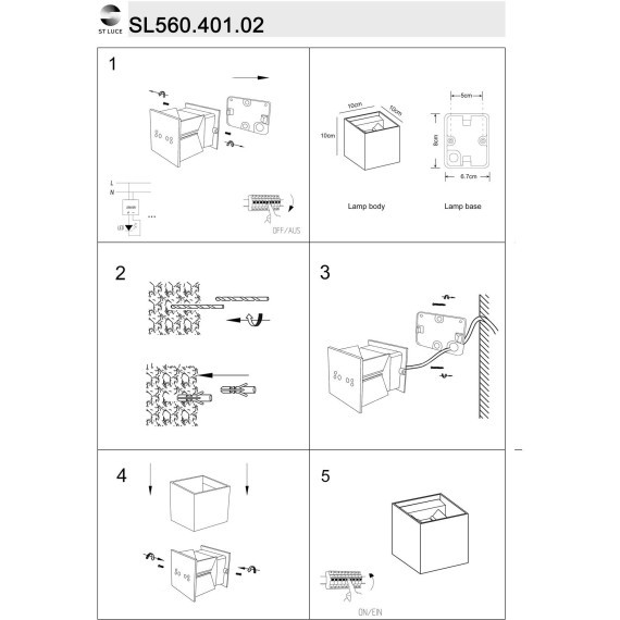 SL560.401.02 Светильник уличный настенный ST-Luce Черный/Черный LED 2*3W 4000K STAFFA