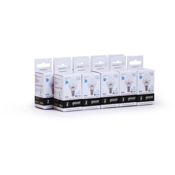 53126 Лампа Gauss LED Elementary Шар 6W E14 450lm 4100K 1/10/100