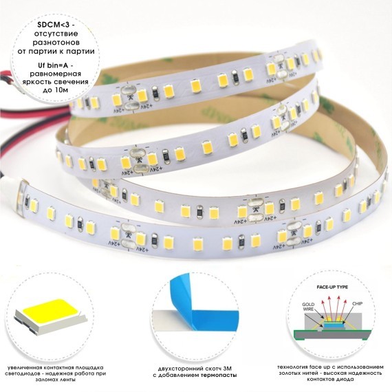 ST1001.410.20 Светодиодная лента 24B 4000K 960Lm CRI90 8мм SMD2835 IP20 1м