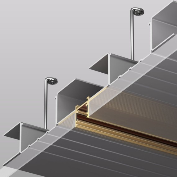 TR5702-SB Магнитный шинопровод 2м для монтажа в ГКЛ 12.5мм цвет сатинированная латунь Denkirs Shine Hide 48V
