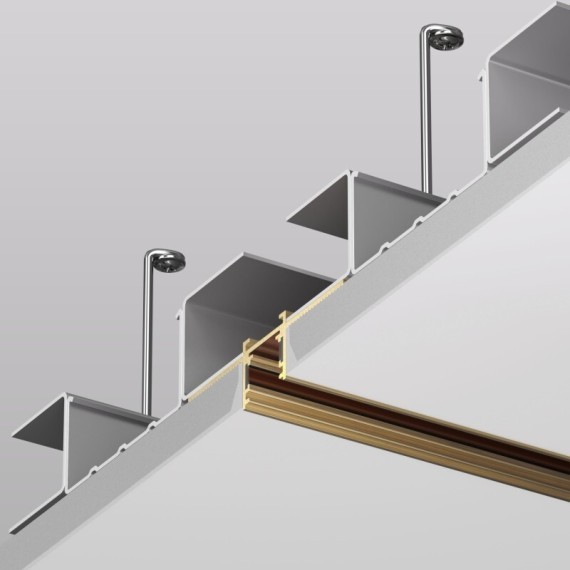 TR5702-SB Магнитный шинопровод 2м для монтажа в ГКЛ 12.5мм цвет сатинированная латунь Denkirs Shine Hide 48V