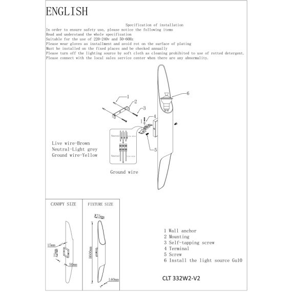 Бра Crystal Lux CLT 332W2-V2 WH-WH