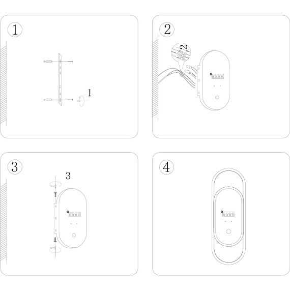 4689-1W Настенный светодиодный светильник с выключателем на основании и цифровыми часами, белый, 26Вт 2070Лм 4000К 120° 