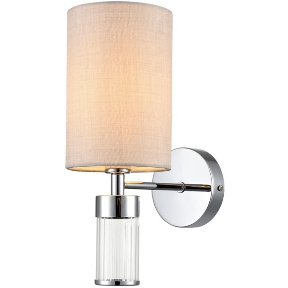 6585/1W MODERNI LN24 хром/бежевый, металл/текстиль, стекло Бра E14 1*40W 220V ARNIKA