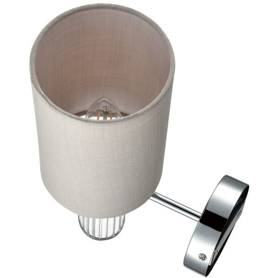 6585/1W MODERNI LN24 хром/бежевый, металл/текстиль, стекло Бра E14 1*40W 220V ARNIKA