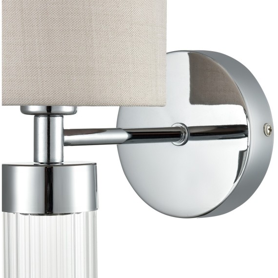 6585/1W MODERNI LN24 хром/бежевый, металл/текстиль, стекло Бра E14 1*40W 220V ARNIKA