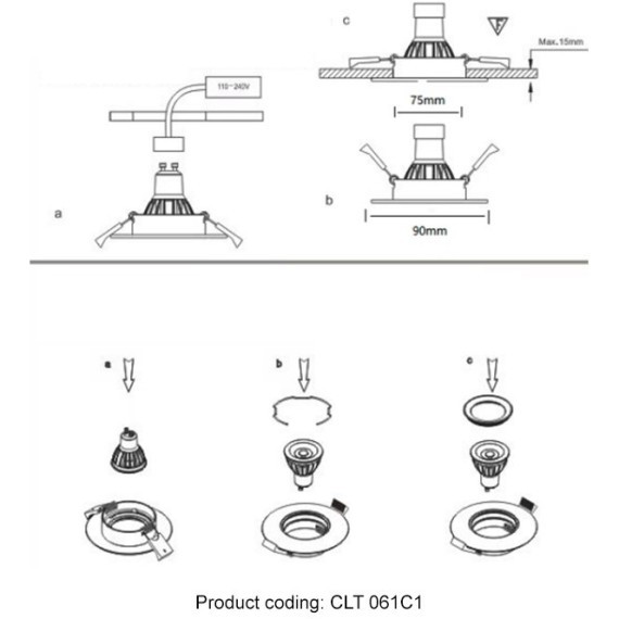 Светильник встраиваемый Crystal Lux CLT 061C1 CH