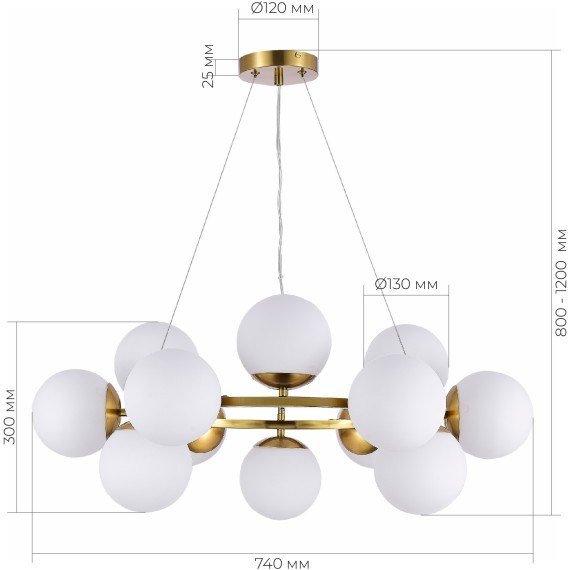 SLE1191-203-12 Светильник подвесной Золотистый/Белый E27 12*60W FRATTA