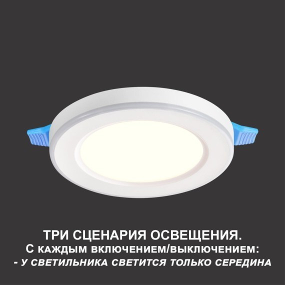 Светильник встраиваемый светодиодный (три сценария работы) IP20 LED 4000К+RGB 6W+3W 540Лм SPAN 359009