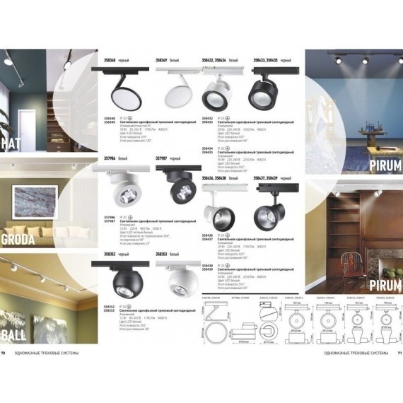Трехжильный однофазный трековый светодиодный светильник Novotech GRODA 357986 960лм 12Вт