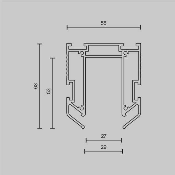 TRA034MP-212S(N) Профиль 2м для монтажа накладных шинопроводов серии Exility в гарпунный (ПВХ) натяжной потолок Maytoni (обн. артикул 2026г)