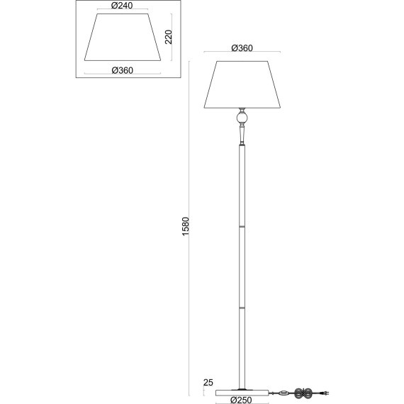 Торшер с абажуром Freya FR5190FL-01BS1 Rosemary под лампу 1xE27 60W