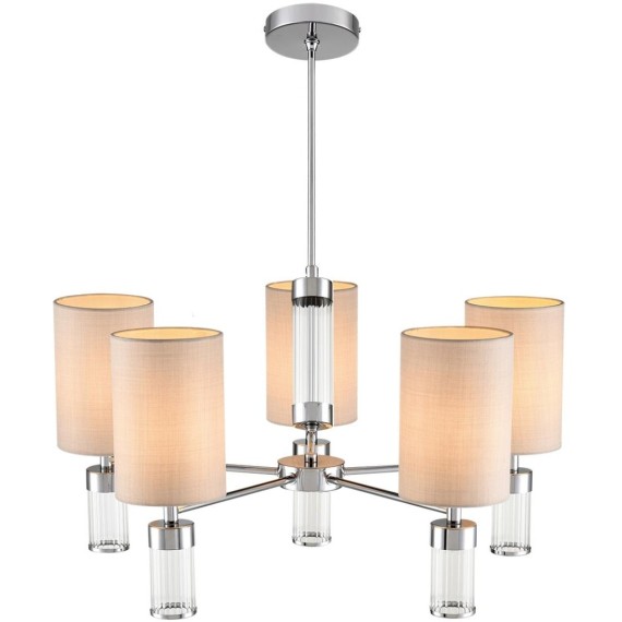 6585/5 MODERNI LN24 хром/бежевый, металл/текстиль, стекло Люстра подвесная E14 5*40W 220V ARNIKA