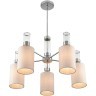 6585/5 MODERNI LN24 хром/бежевый, металл/текстиль, стекло Люстра подвесная E14 5*40W 220V ARNIKA
