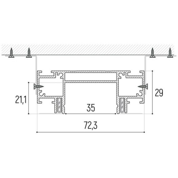 Интрудер 2м (профиль) для встраивания однофазного шинопровода в демпферный натяжной потолок SLOTT INTRUDER (KRAAB SYSTEMS) 135192