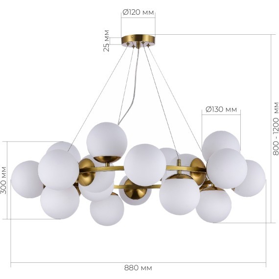SLE1191-203-20 Светильник подвесной Золотистый/Белый E27 20*60W FRATTA