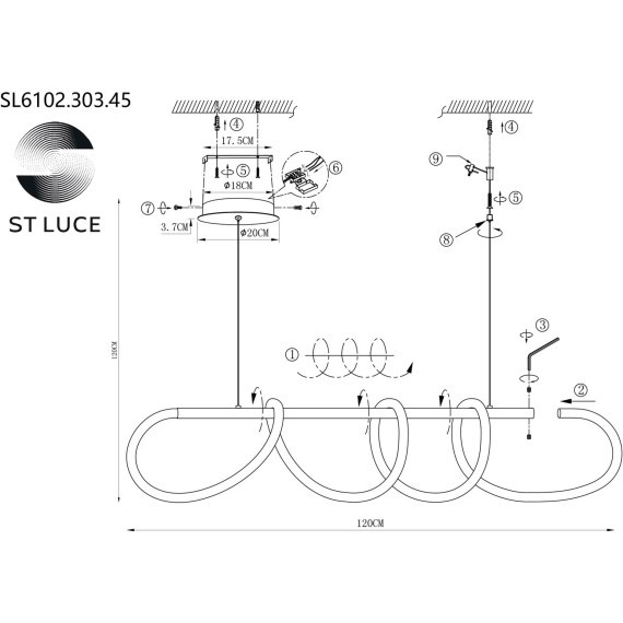 SL6102.303.45 Светильник подвесной ST-Luce Латунь/Белый LED 1*45W 4000K SAGRATO