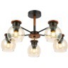 SLE108102-05 Светильник потолочный Черный, Темное дерево/Прозрачный, Янтарный E27 5*60W RASCO