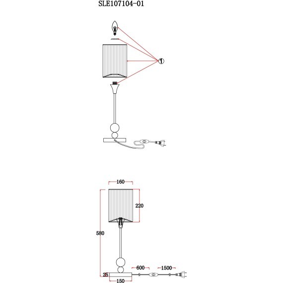 SLE107104-01 Прикроватная лампа Хром/Серебристый E14 1*40W PAZIONE