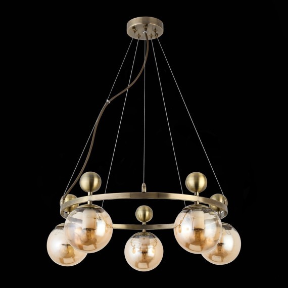 SLE106303-05 Светильник подвесной Бронзовый/Прозрачный, Янтарный E27 5*60W PECHIO