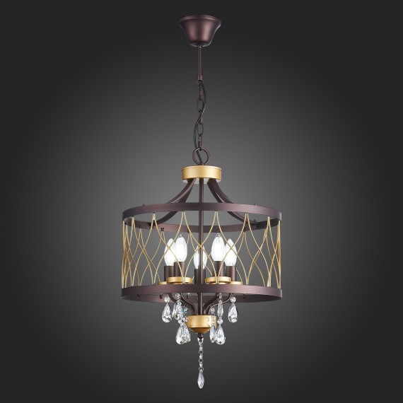 SL789.423.05 Люстра подвесная ST-Luce Темный кофе, Золото/Темный кофе, Золото, Прозрачный E14 5*60W GRASSО