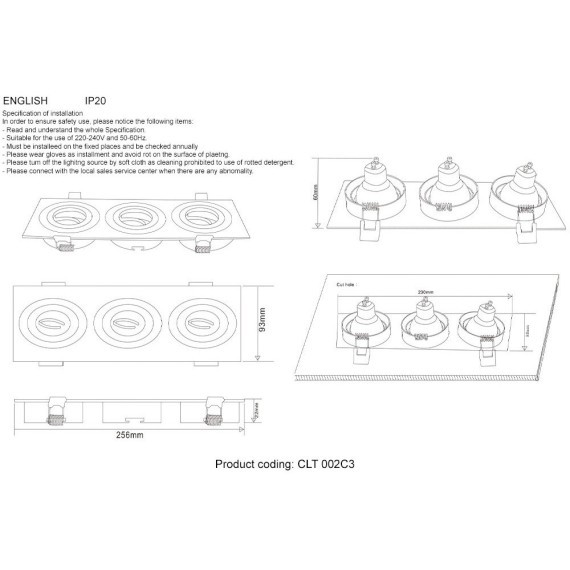 Светильник встраиваемый Crystal Lux CLT 002C3 BL