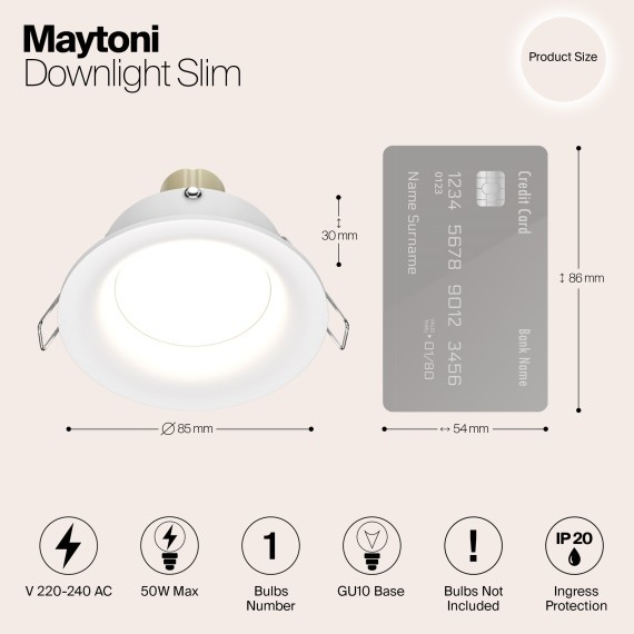 Встраиваемый светильник Maytoni DL027-2-01W Slim под лампу 1xGU10 50W
