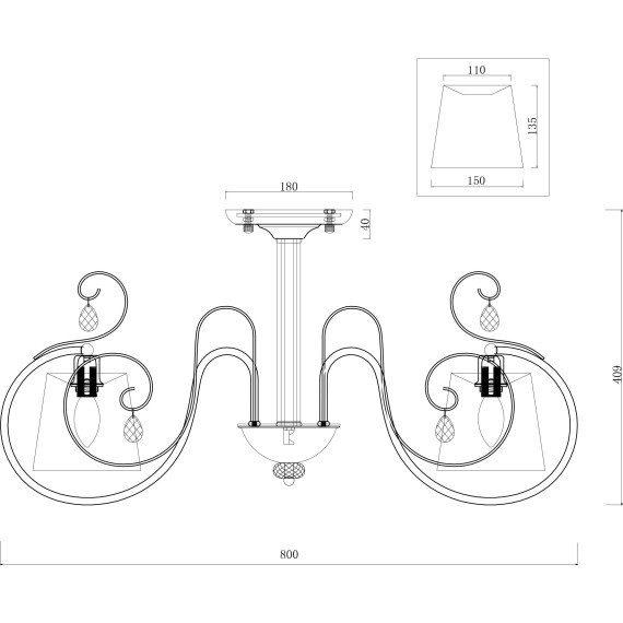 Люстра потолочная Freya FR2020-PL-06-BZ Simone под лампы 6xE14 40W