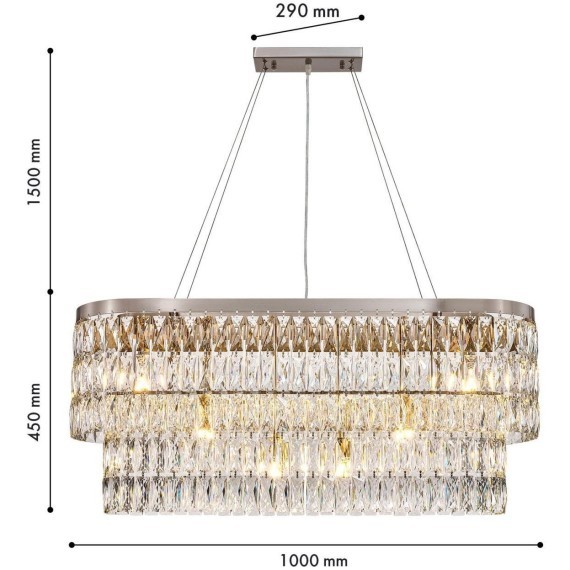 4715-12U, Подвесная люстра, L1000xW290xH450/1950, 12xG9x40W, excluded