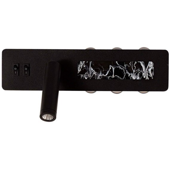 4692-1W Настенный черный светодиодный светильник с доп. подсветкой и 2 независимыми включателями 6.5Вт+16Вт, 55Лм+1470Лм, 4000K