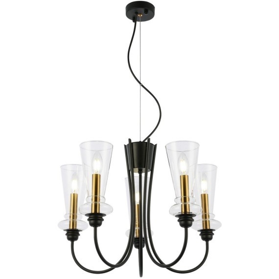 SLE112403-05 Светильник подвесной Черный/Прозрачный E14 5*40W RAMMO