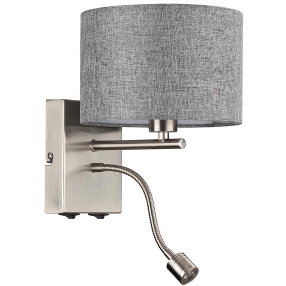 8251/2W MODERNI LN25 000  никель/серый, металл/текстиль бра Е14 40W + LED 3W 4000K 220V NIKKI