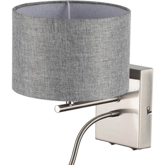 8251/2W MODERNI LN25 000  никель/серый, металл/текстиль бра Е14 40W + LED 3W 4000K 220V NIKKI