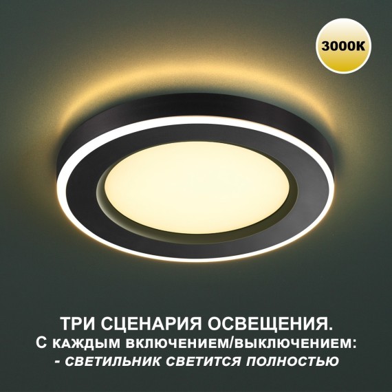 Светильник встраиваемый светодиодный (три сценария работы) IP20 LED 3000К 6W+3W 630Лм SPAN 359019