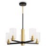 Люстра потолочная, прозрачные стеклянные плафоны, черно-латунное основание E14 5шт Freya Ombre FR2051CL-05BBS