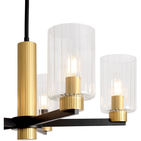 Люстра потолочная, прозрачные стеклянные плафоны, черно-латунное основание E14 5шт Freya Ombre FR2051CL-05BBS