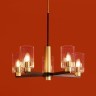 Люстра потолочная, прозрачные стеклянные плафоны, черно-латунное основание E14 5шт Freya Ombre FR2051CL-05BBS
