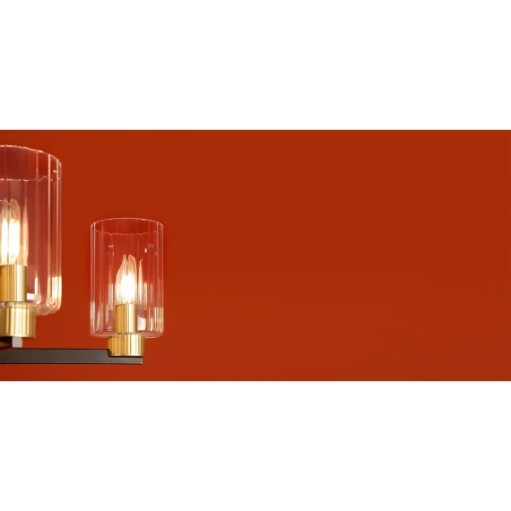 Люстра потолочная, прозрачные стеклянные плафоны, черно-латунное основание E14 5шт Freya Ombre FR2051CL-05BBS