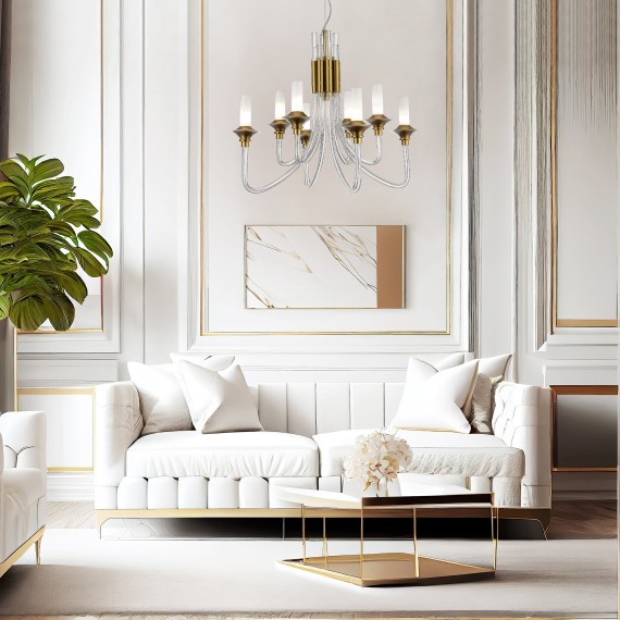 SL1241.203.08 Люстра подвесная ST-Luce Золотистый/Белый E14 8*40W VETRANO