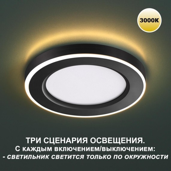 Светильник встраиваемый светодиодный (три сценария работы) IP20 LED 3000К 18W+6W 1680Лм SPAN 359023