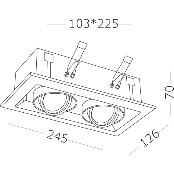ST250.148.02 Св-к встр. Черный GU10 2*50W  L245xW126xH70 220V Без ламп Встраиваемые светильники