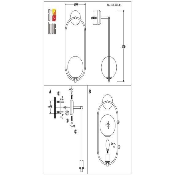 SL1118.201.01 Светильник настенный ST-Luce Золотистый/Белый E14 1*40W PENOLO