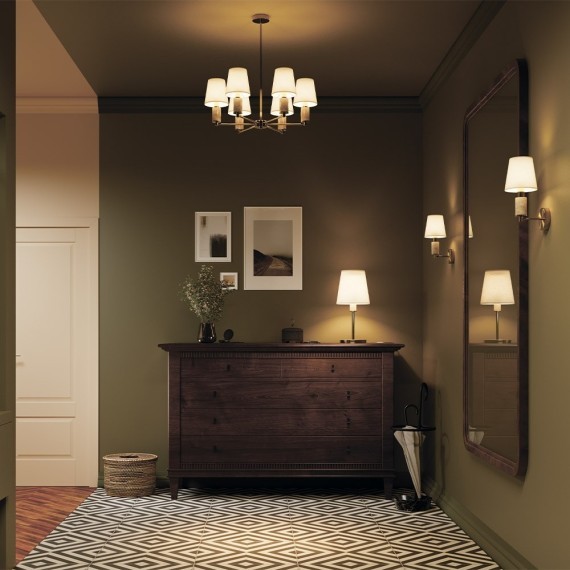 MOD483TL-01BS Настольный светильник с латунным основанием и тканевым плафоном под лампу, выключатель на проводе в розетку Е27 Maytoni Lira