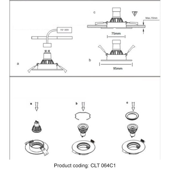 Светильник встраиваемый Crystal Lux CLT 064C1 BL