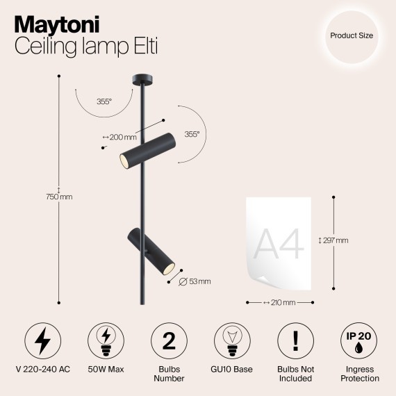 Накладной потолочный светильник Maytoni C021CL-02B Elti под лампы 2xGU10 50W